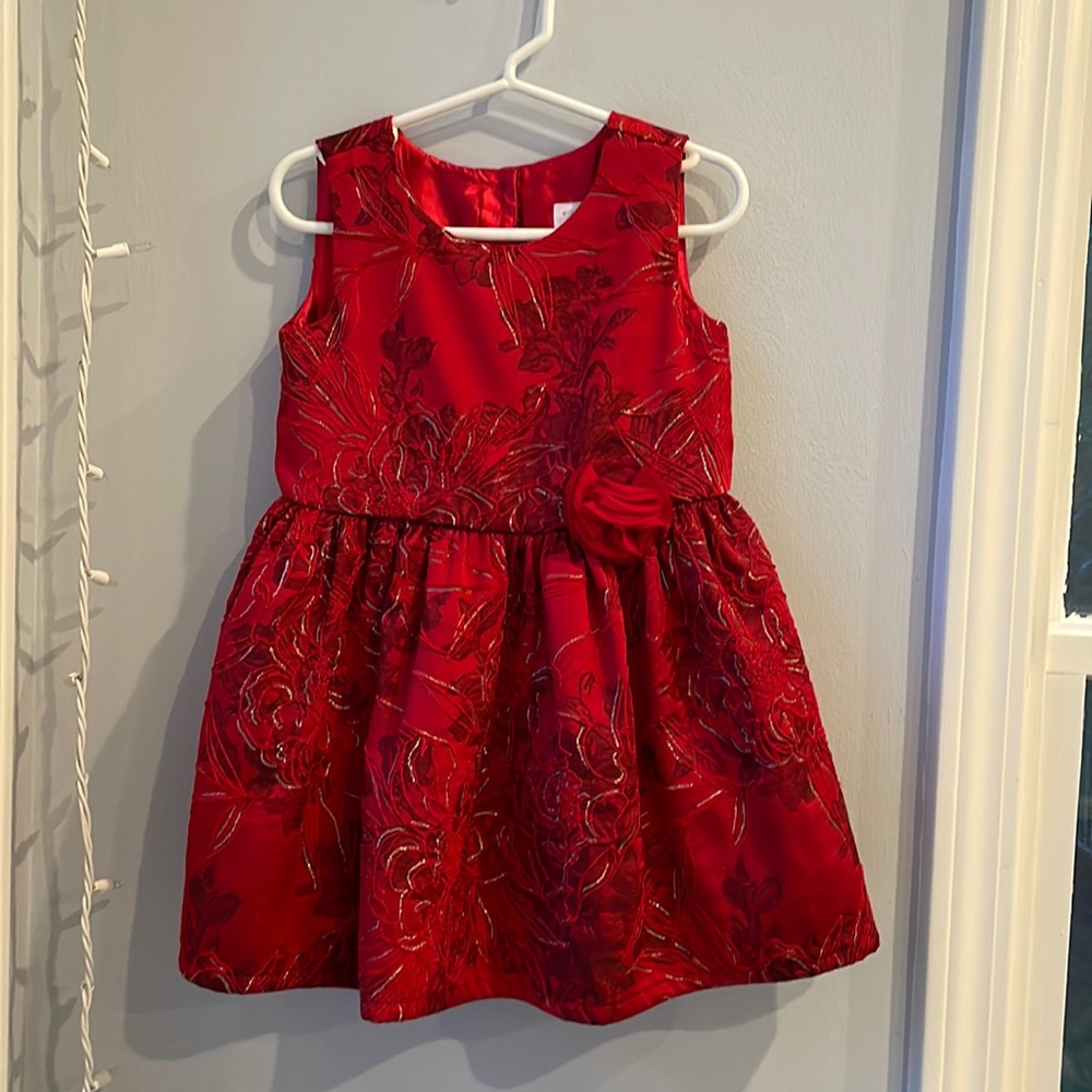 Toddler Girl Red Floral Dress
